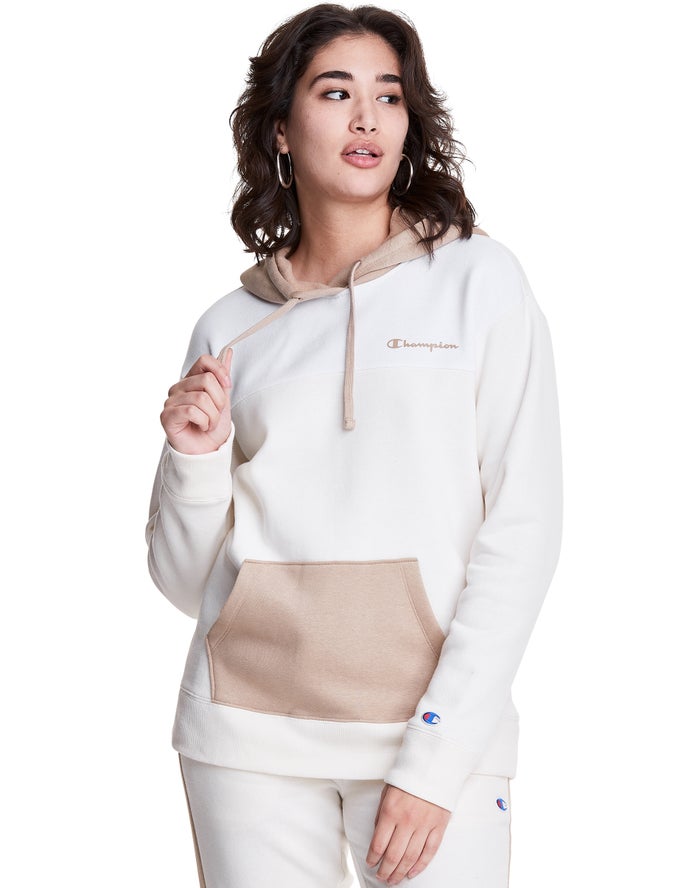 Champion Hoodie Dames - Wit - Colorblock Fleece ( 648125-CGX )